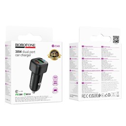 Автомобильное ЗУ BOROFONE BZ34B (USB QC3.0/PD 20W) черное