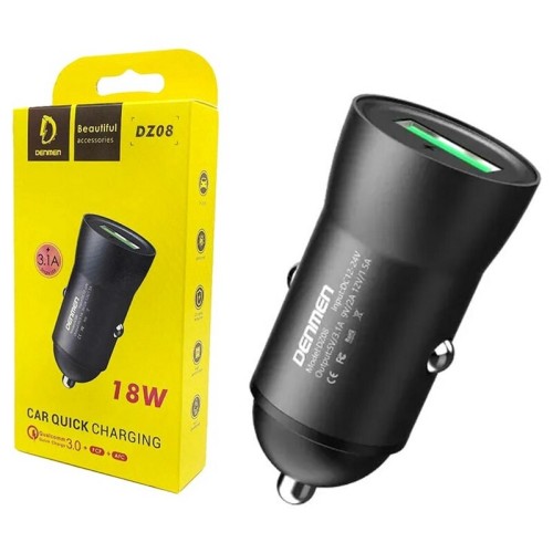 Автомобильное ЗУ DENMEN DZ08 (USB QC3.0/18W) черный