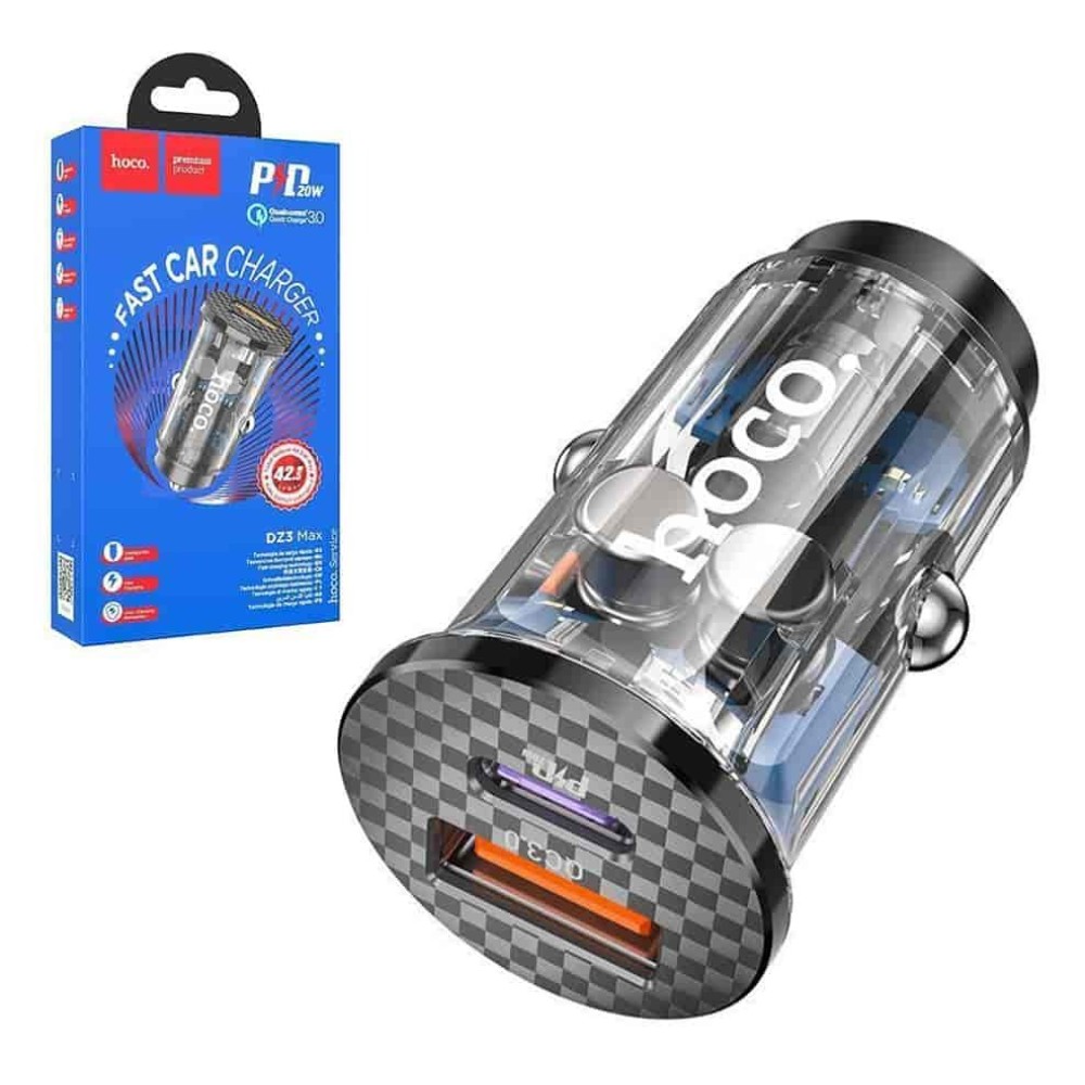 Автомобильное ЗУ HOCO DZ3 Max (USB QC3.0/PD 20W) черное