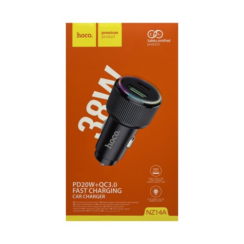 Автомобильное ЗУ HOCO NZ14A (USB CQ3.0/PD 20W) черный