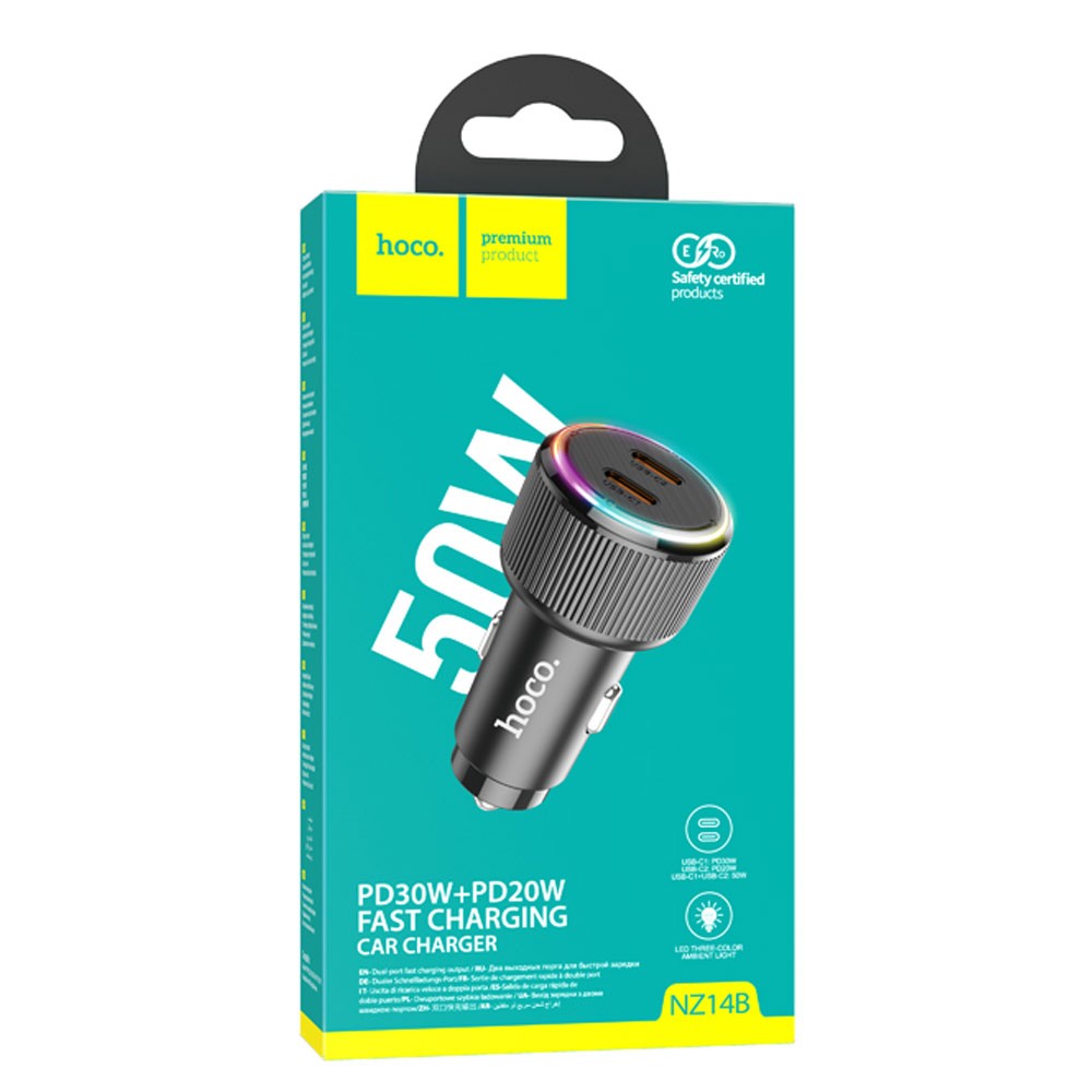 Автомобильное ЗУ HOCO NZ14B (PD 50W) черный