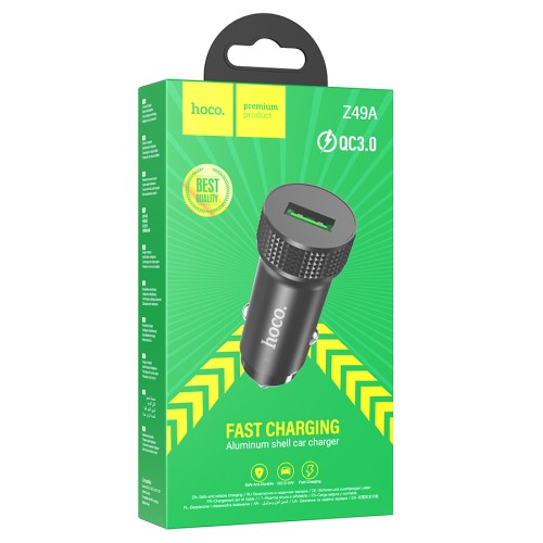 Автомобильное ЗУ HOCO Z49A (USB QC3.0/18W) черное
