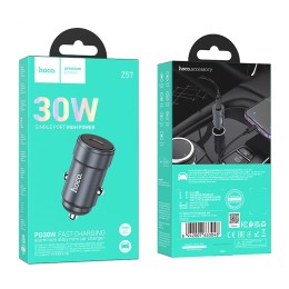 Автомобильное ЗУ HOCO Z57 (PD 30W) серый металл