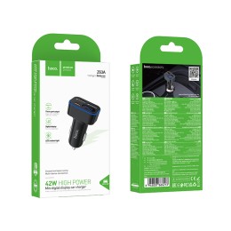 Автомобильное ЗУ HOCO Z63A (USB QC3.0/PD 30W/дисплей) черное