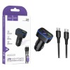 Автомобильное ЗУ HOCO Z63B + кабель Type-С/Type-C (USB QC3.0/PD 30W/дисплей) черное
