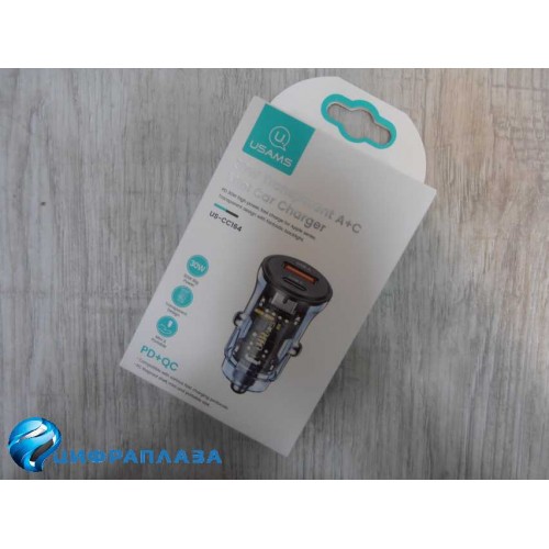 Автомобильное ЗУ USAMS CC164 С32 (1USB/PD/QC 3.0/30W) синее