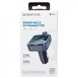 Автомобильный FM модулятор BOROFONE BC53 (PD 20W/QC 3.0) черный