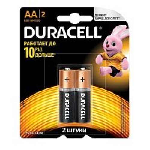 Батарейка алкалиновая AA (LR6) DURACELL 1.5V (цена за 1шт, блистер 2шт)