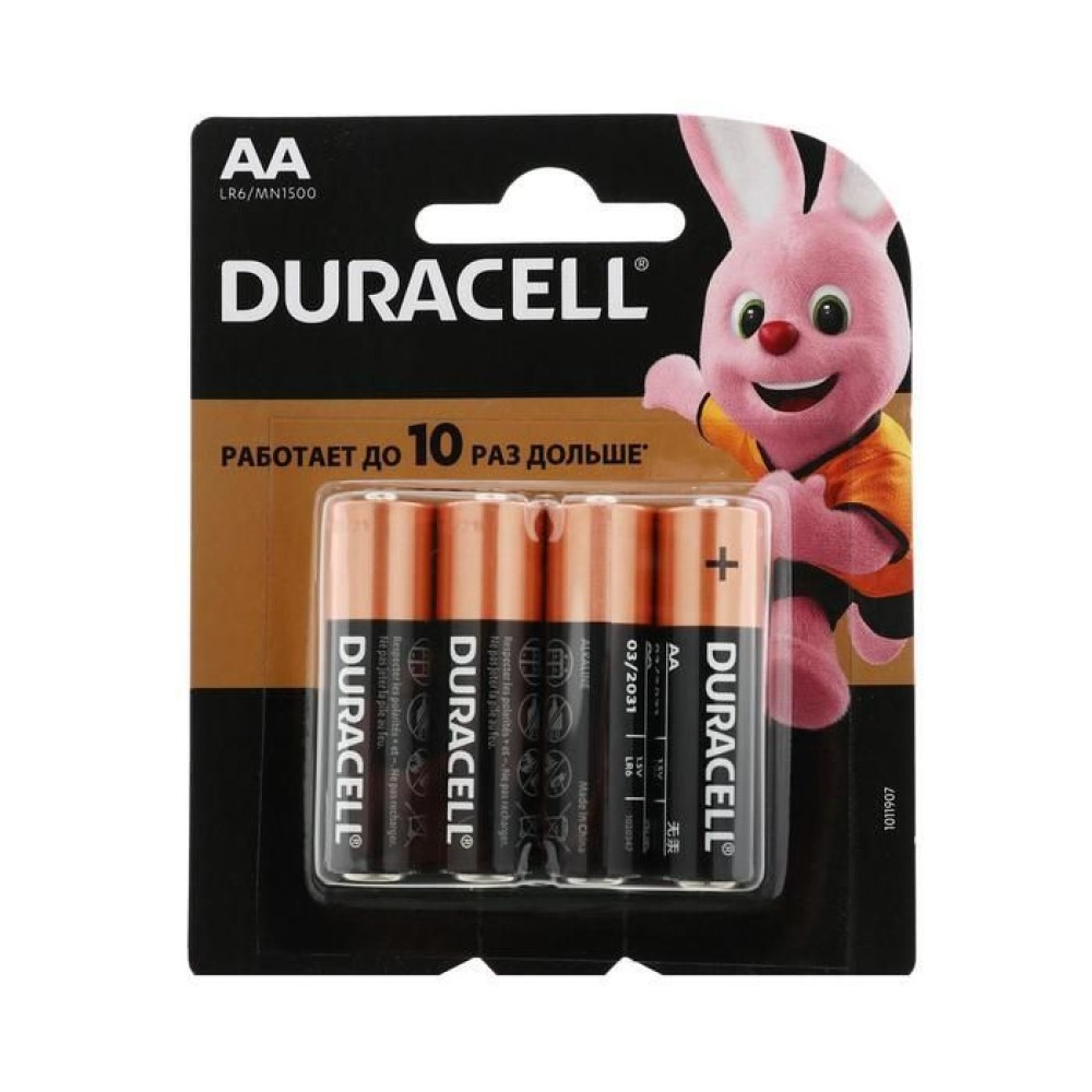 Батарейка алкалиновая AA (LR6) DURACELL 1.5V (цена за 1шт, блистер 4шт)