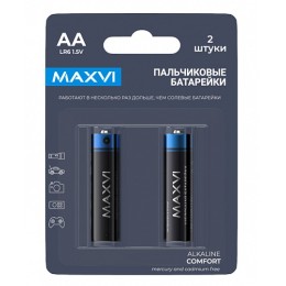 Батарейка алкалиновая AA (LR6) MAXVI COMFORT (цена за 1шт. блистер 2шт)