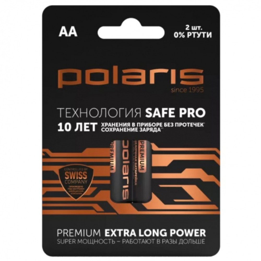 Батарейка алкалиновая AA (LR6) POLARIS Premium 1.5V (цена за 1шт, блистер 2 шт)