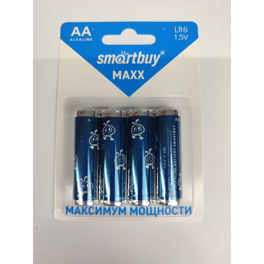 Батарейка алкалиновая AA (LR6) SMARTBUY MAXX 4B 1.5V (цена за 1шт, блистер 4шт)