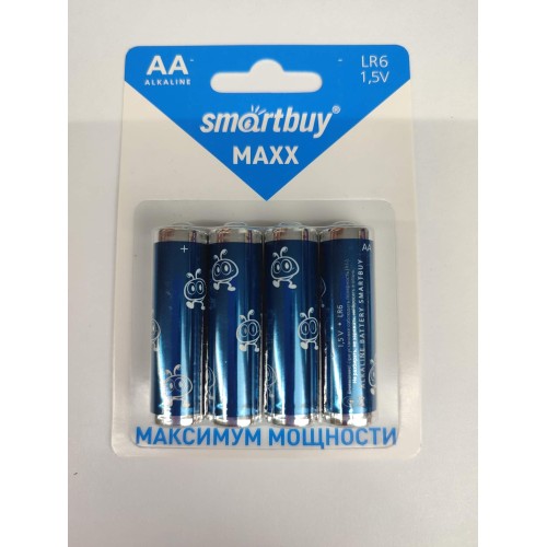 Батарейка алкалиновая AA (LR6) SMARTBUY MAXX 4B 1.5V (цена за 1шт, блистер 4шт)