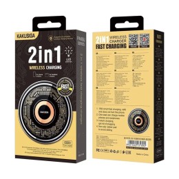 Беспроводное зарядное устройство KAKUSIGA KSC-1148 2 в1 (15W) черное