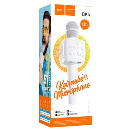 Беспроводной караоке микрофон Hoco BK5 (USB/TF/AUX) белый 