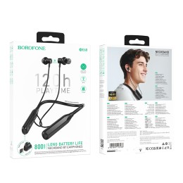 Беспроводные спорт наушники BOROFONE BE68 (120 ч/800 mAh/TF) черные