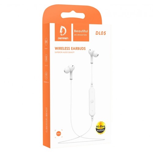 Беспроводные спорт наушники DENMEN DL05 (4 ч/60 mAh) белые