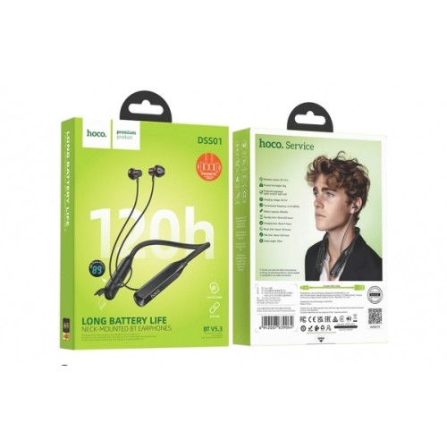 Беспроводные спорт наушники HOCO DSS01 (120 ч/800 mAh/TF) черные