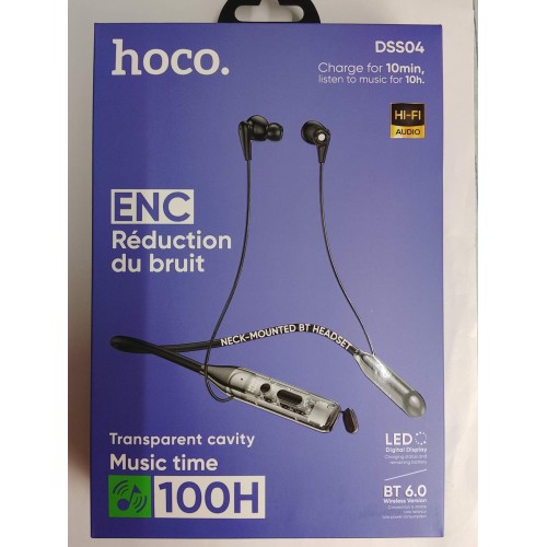 Беспроводные спорт наушники HOCO DSS04 (100 ч/800 mAh/TF)  черные