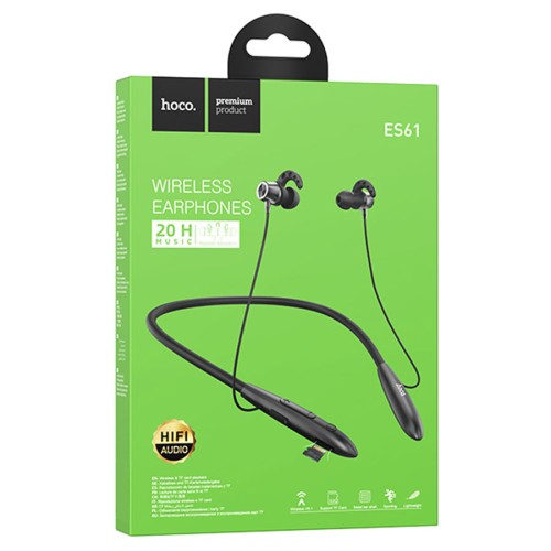 Беспроводные спорт наушники HOCO ES61 (20 ч/200 mAh/TF) черные