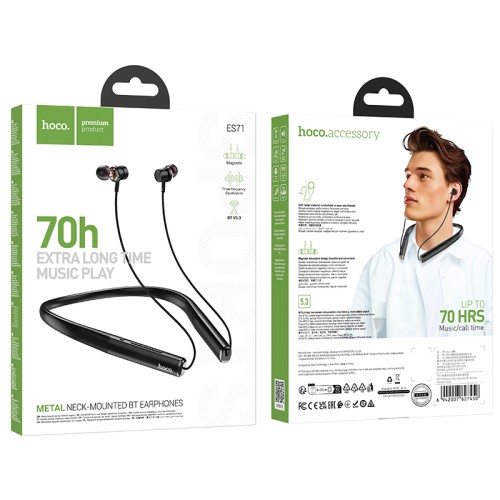 Беспроводные спорт наушники HOCO ES71 (70 ч/130 mAh) черные