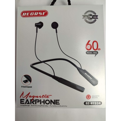Беспроводные спорт наушники RECRSI RE-NY034 (60 ч/500 mAh/TF) черные