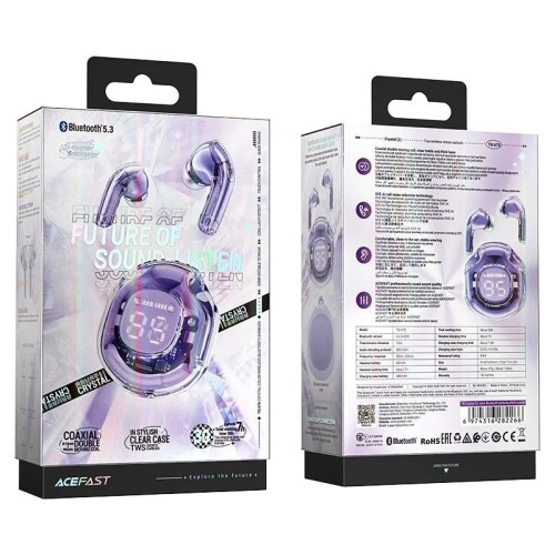 Беспроводные TWS наушники ACEFAST T8 (30 ч/380 mAh) фиолетовые