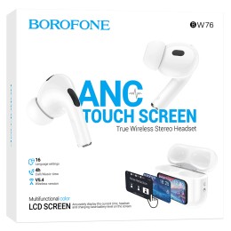 Беспроводные TWS наушники BOROFONE BW76 (4 ч/360 mAh/сенсорный экран) белые