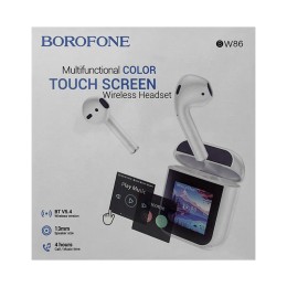 Беспроводные TWS наушники BOROFONE BW86 (4 ч/300 mAh/сенсорный экран) белые