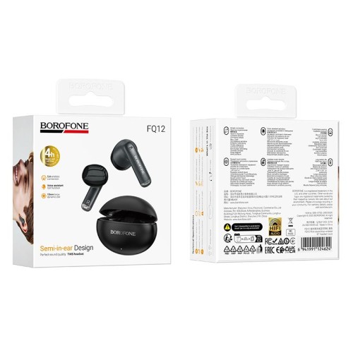 Беспроводные TWS наушники BOROFONE FQ12 (4 ч/350 mAh) черные