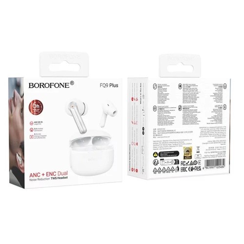 Беспроводные TWS наушники BOROFONE FQ9 Plus (6 ч/300 mAh) белые