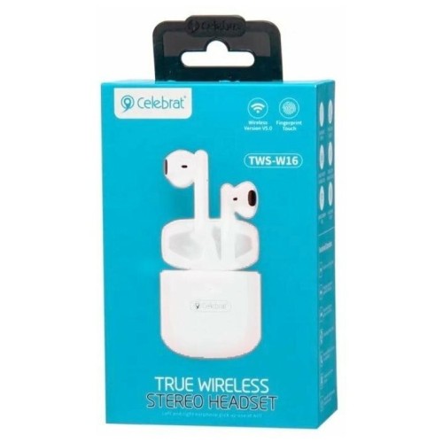 Беспроводные TWS наушники Celebrat W16 (4 ч/380 mAh) белые