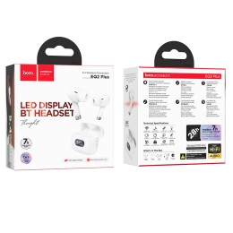 Беспроводные TWS наушники HOCO EQ02 Plus (7 ч/400 mAh/экран) белые