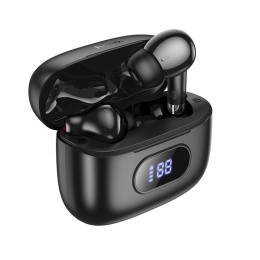 Беспроводные TWS наушники HOCO EQ02 Plus (7 ч/400 mAh/экран) черные