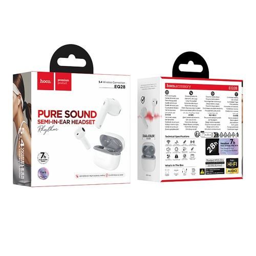 Беспроводные TWS наушники HOCO EQ28 (7 ч/350 mAh) белые