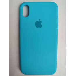 Чехол iPhone XR Silicone Case с логотипом и покрытием Soft touch голубой (016)