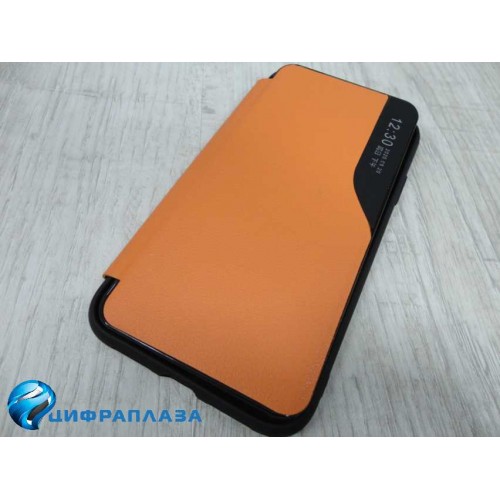 Чехол-книжка Xiaomi Mi 10 Smart View Flip Case под кожу оранжевый*