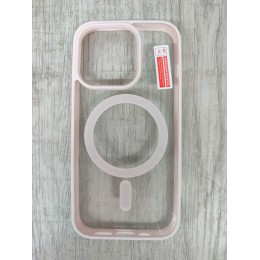 Чехол пластиковый Clear Case iPhone 15 Pro Magsafe Magnetic розовый