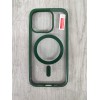 Чехол пластиковый Clear Case iPhone 15 Pro Magsafe Magnetic темно-зеленый