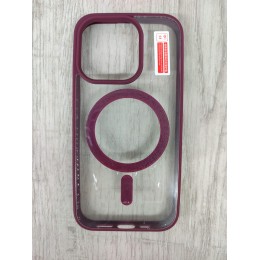 Чехол пластиковый Clear Case iPhone 15 Pro Magsafe Magnetic винный
