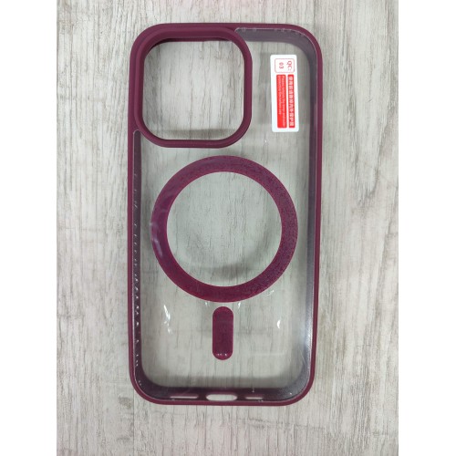Чехол пластиковый Clear Case iPhone 15 Pro Magsafe Magnetic винный