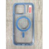 Чехол пластиковый Clear Case iPhone 15 Pro Max Magsafe Magnetic голубой