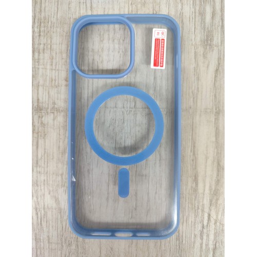 Чехол пластиковый Clear Case iPhone 15 Pro Max Magsafe Magnetic голубой