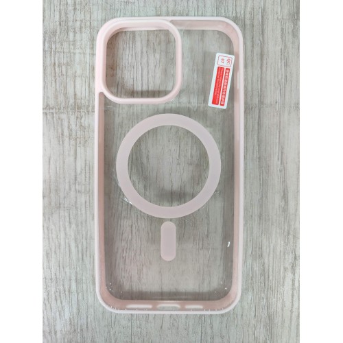 Чехол пластиковый Clear Case iPhone 15 Pro Max Magsafe Magnetic розовый