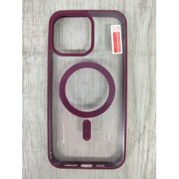 Чехол пластиковый Clear Case iPhone 15 Pro Max Magsafe Magnetic винный