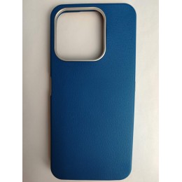 Чехол пластиковый Honor X6C ЭкоКожа с оободком синий