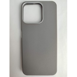 Чехол пластиковый Honor X7C ЭкоКожа с оободком серый