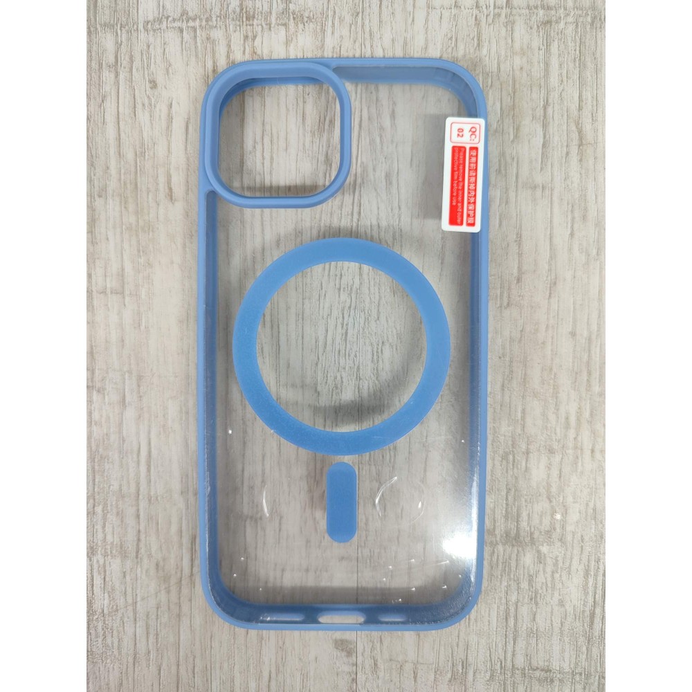Чехол пластиковый iPhone 15 Magsafe Magnetic Clear Case голубой