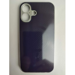 Чехол пластиковый iPhone 16 карбон фиолетовый