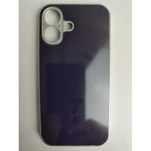 Чехол пластиковый iPhone 16 карбон фиолетовый